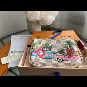 NIB Louis Vuitton Mini Pochette In White Damier Hollywood Christmas Animation